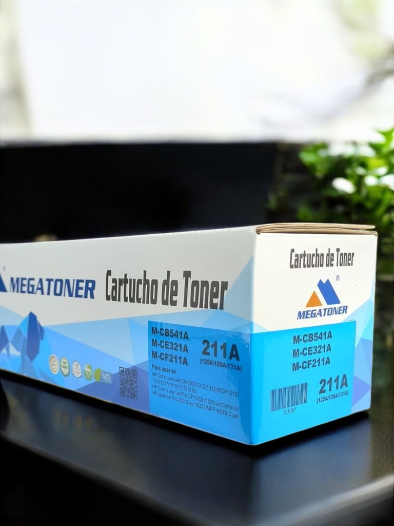 Tóner HP 125A/128A/131A MEGATONER Genérico Cyan (M-CB541A/CE321A/CF211A) Compatible con HP CM1300 CP1210 1510 CP1515 CP1518 CP1525 CM1415 200 M251 M276