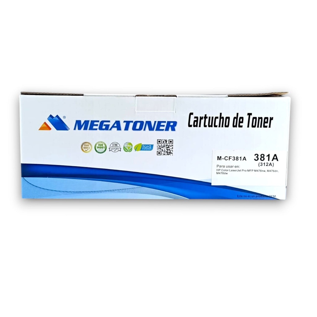 Tóner HP 312A MEGATONER Genérico Negro (M-CF381A) Compatible con HP Color LaserJet Pro M476