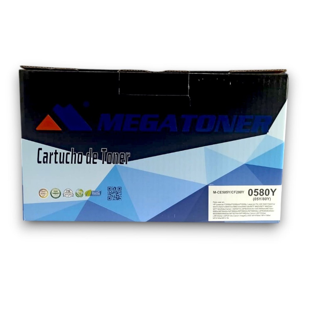 Tóner HP 05Y/80Y MEGATONER Genérico Negro (M-CE505XL/CF280XL) Compatible con HP P2050