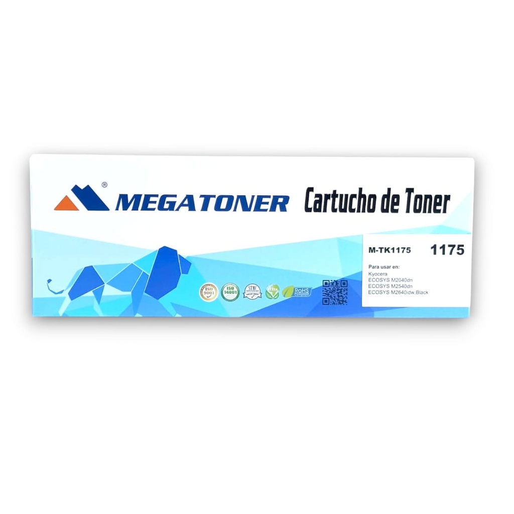 Tóner Kyocera 1175 MEGATONER Genérico Negro (M-TK1175) Compatible con Kyocera ECOSYS M20 ECOSYS M25 ECOSYS M26