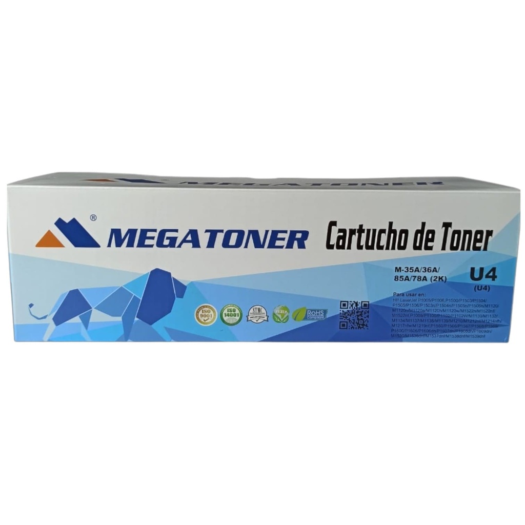 Tóner HP U4 MEGATONER Genérico Negro (M-35A/36A/85A/78A) Compatible con HP M1120 M1210 M1522 P1000 P1100 P1500