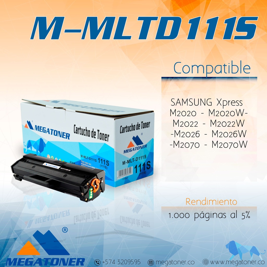Cartucho MEGATONER M-MLTD111S (111S) Chip Nuevo