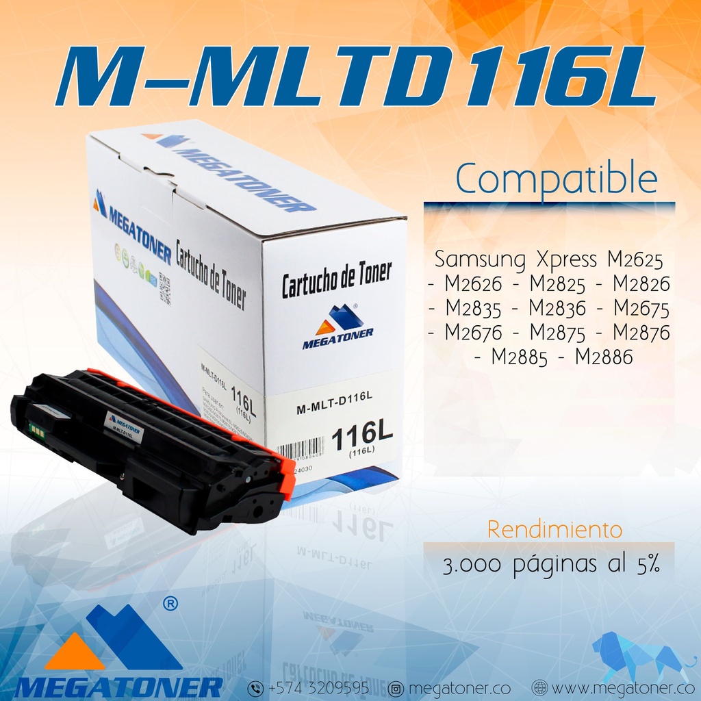 Cartucho MEGATONER M-MLTD116L (116L)