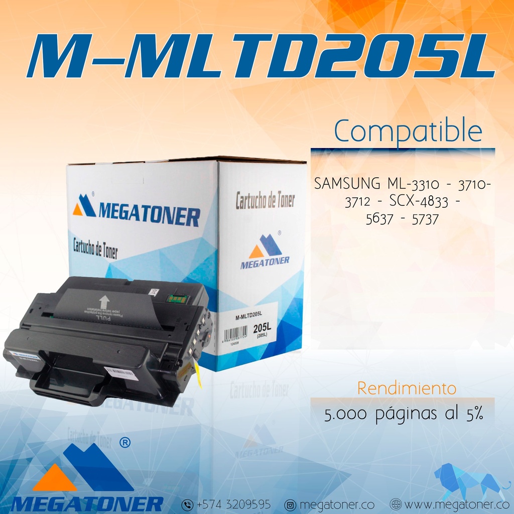 Cartucho MEGATONER M-MLTD205L (205L)