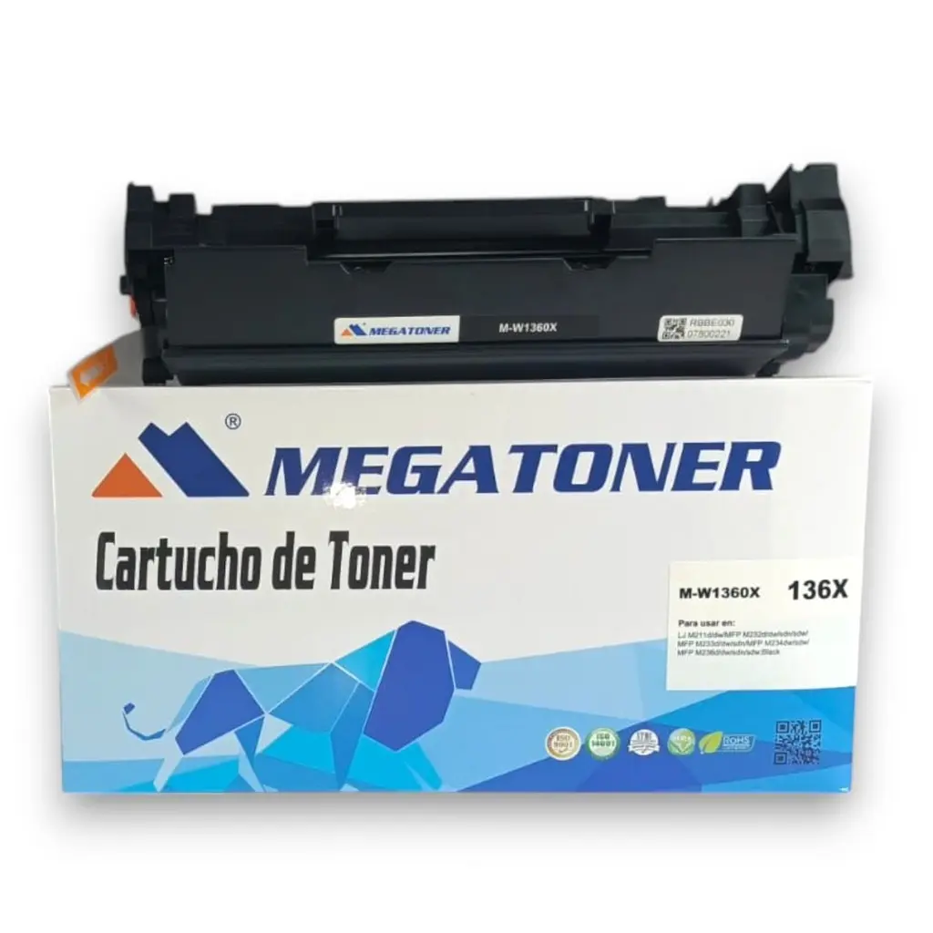 [121195] Tóner HP 136X con chip Negro M-W1360X Compatible con HP M211, HP M232, Hp M233 | Megatoner