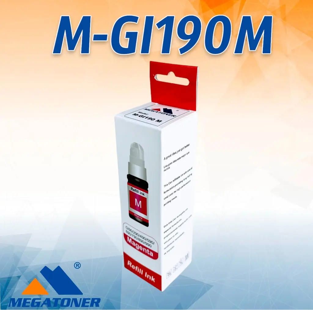 Botella de Tinta Canon GI190 Magenta Compatible con Canon G1100 G2100 G3100 G4100 | Megatoner