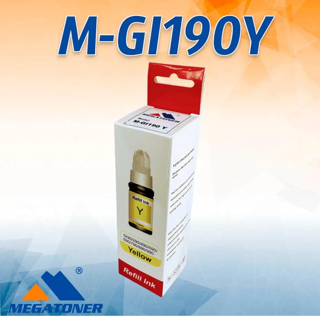 Botella de Tinta Canon GI190 Amarillo Compatible con G1100 G2100 G3100 G4100 | Megatoner