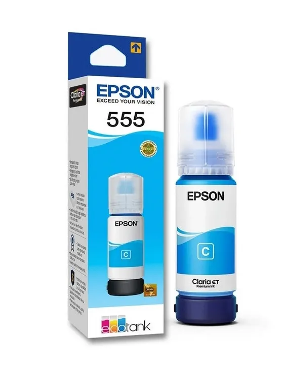 Botella de Tinta Cian Epson 555 (T555220-AL) 70 ml  L3150 L8160 L8180 | Original
