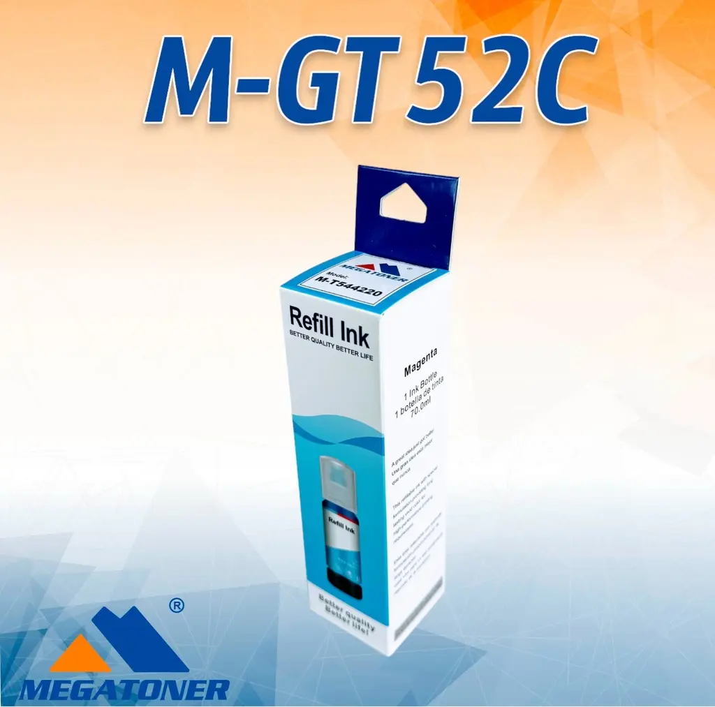 Botella de Tinta HP GT52 Cian Compatible con HP Smart Tank 6000, Smart Tank 500, Ink Tank 100 | Megatoner