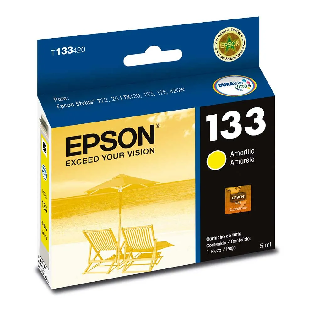 [215053] Cartucho de Tinta Epson 133 Amarillo T133420  | Original