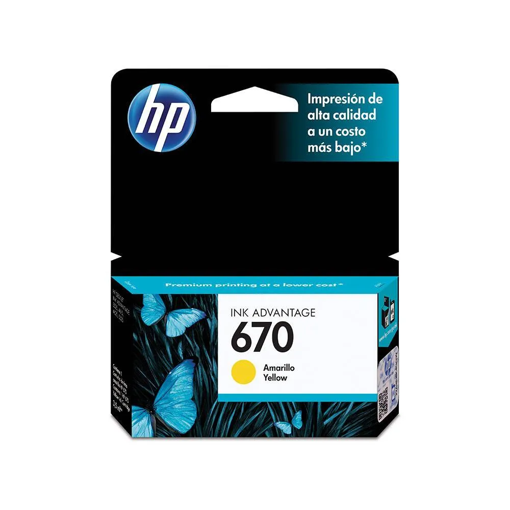 [211034] Cartucho de Tinta HP 670 Yellow (CZ116AL) - Original