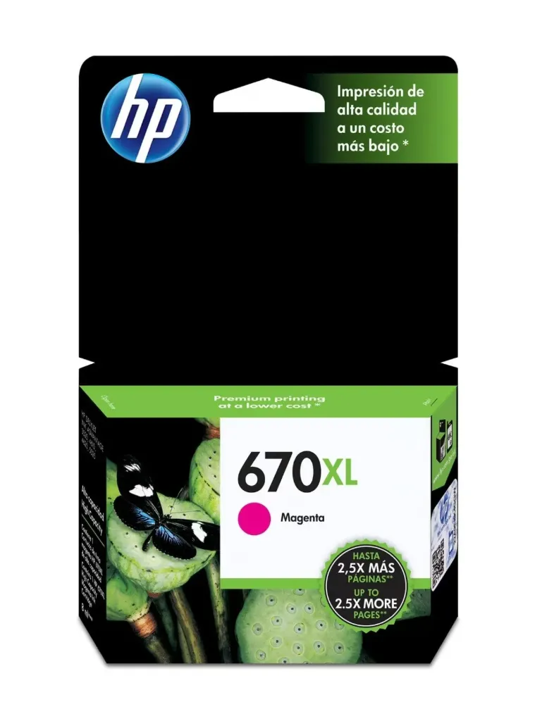 Cartucho de Tinta HP 670XL Magenta (CZ119AL) | Original