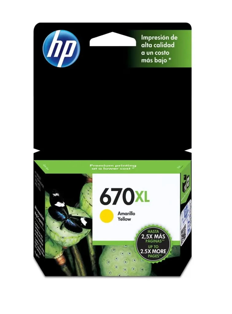 Cartucho de Tinta HP 670XL Yellow (CZ120AL) | Original