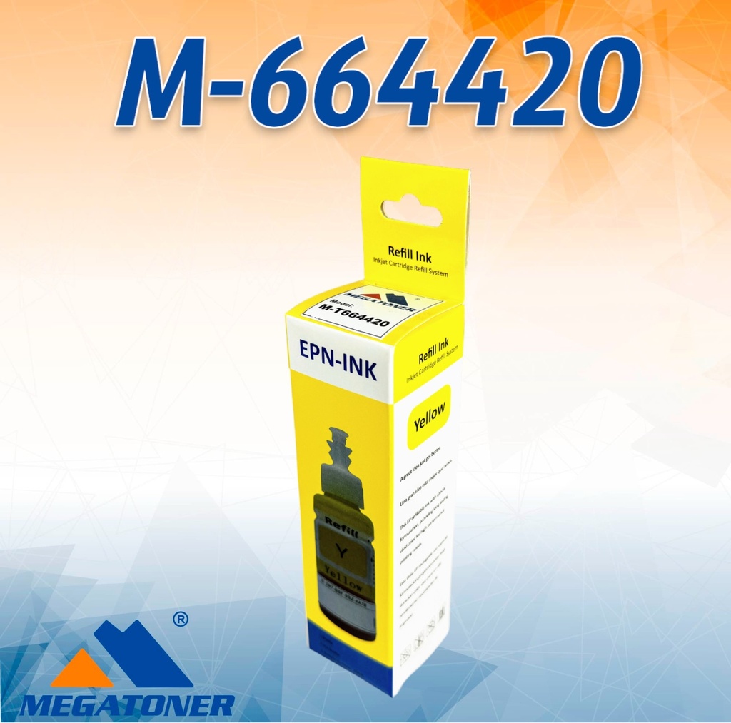 Botella de Tinta Epson 664 MEGATONER Genérico Yellow (M-T664420) Compatible con Epson L1110 L3110 L3150 L5190