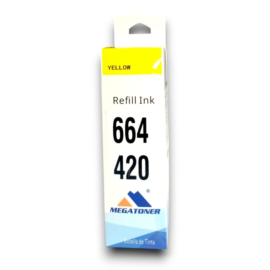 Botella de Tinta Epson 664 MEGATONER Genérico Yellow (M-T664420) Compatible con Epson L1110 L3110 L3150 L5190