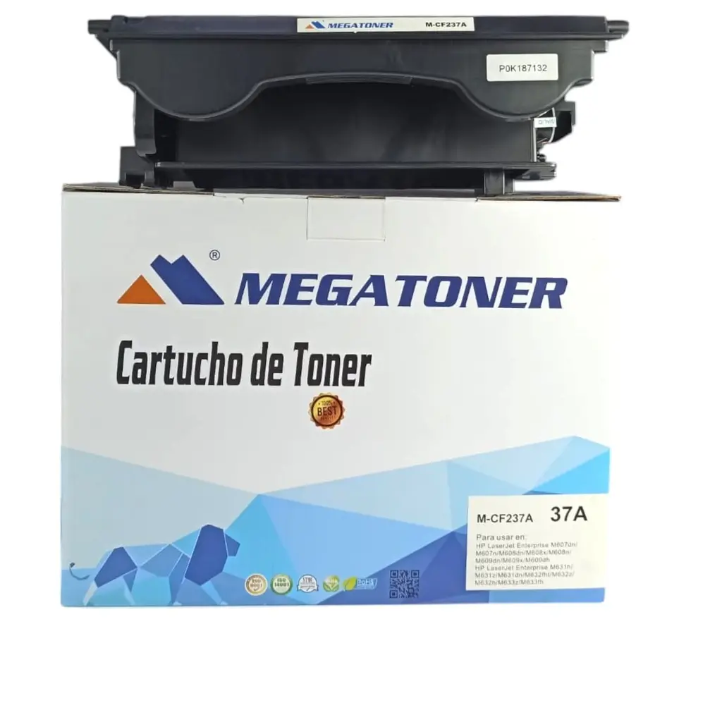 [121165] Tóner HP 37A Negro CF237A Compatible con HP M607dn, M608dn, M609dn, M631h, M632h | Megatoner