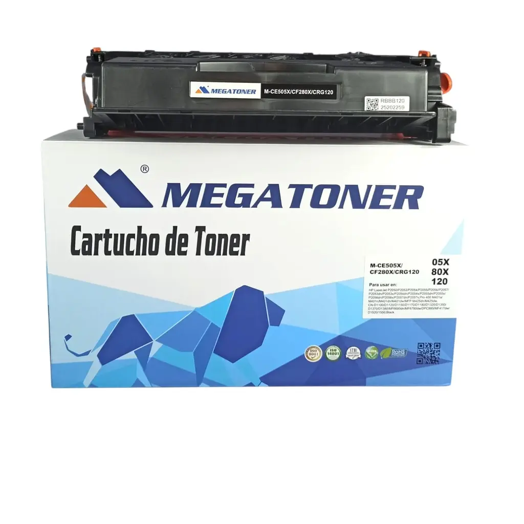 Tóner HP 05X/80X/120 Negro CE505X/CF280X/GRC120 Compatible con HP M401, M425 Canon 1120, D1150 | Megatoner