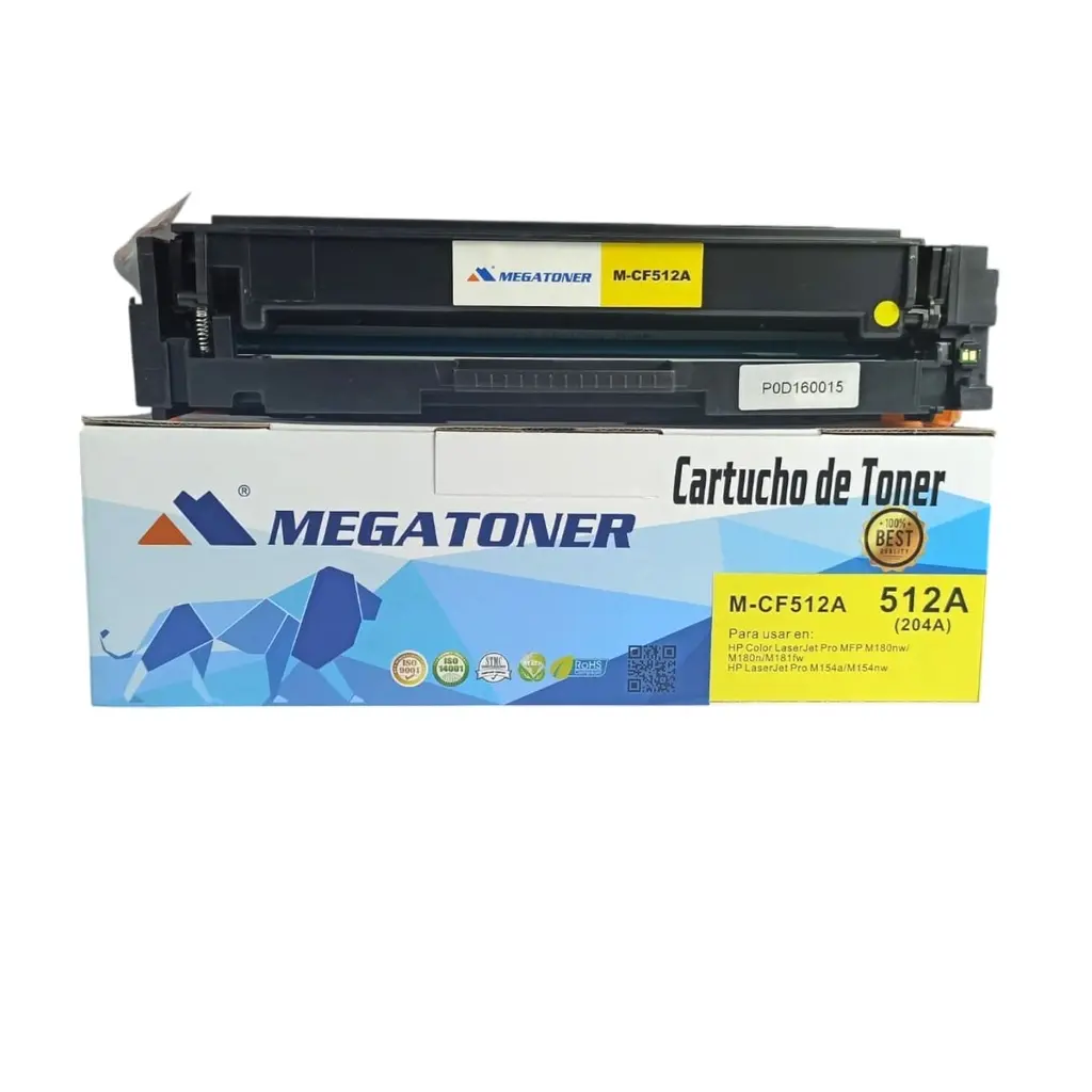 [121161] Tóner HP 204A (CF512A) Compatible con HP M154, M180 | Megatoner