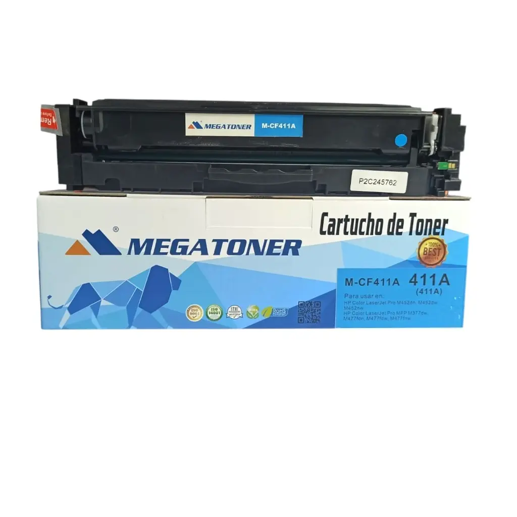[121131] Tóner HP 411A Cian CF411A Compatible con HP M452, M477 | Megatoner