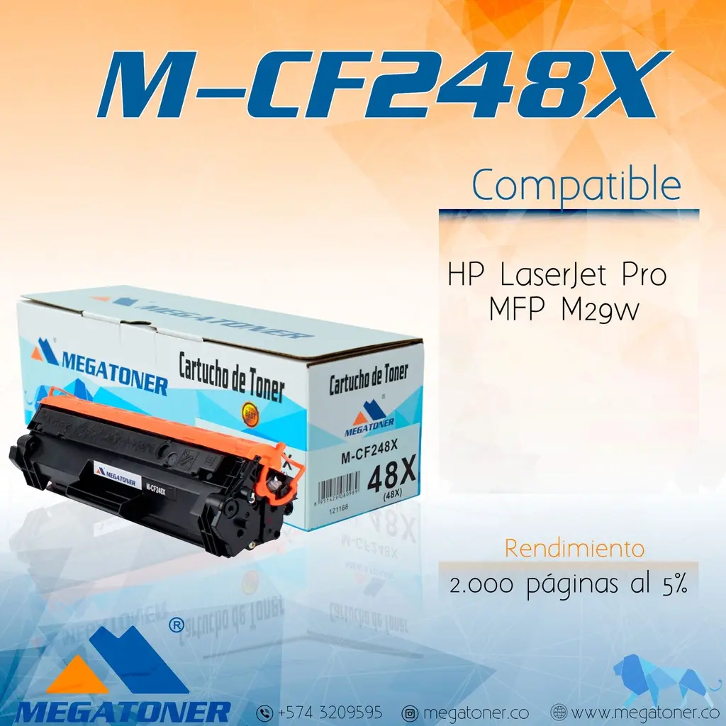Tóner HP 48X Negro Con Chip CF248X Compatible con HP M15, M28 | Megatoner