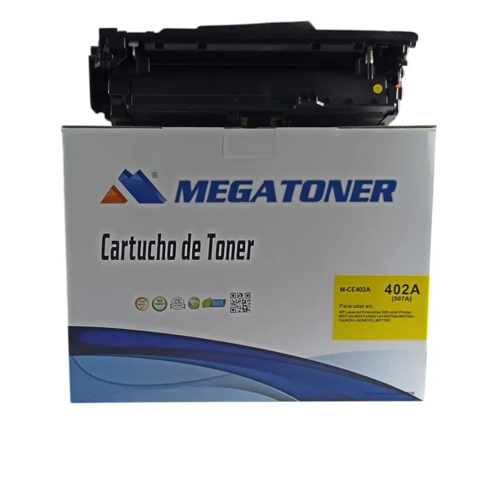 Tóner HP 507A Amarillo Con Chip CE402A Compatible con HP 3525 CM3530 3530fs | Megatoner