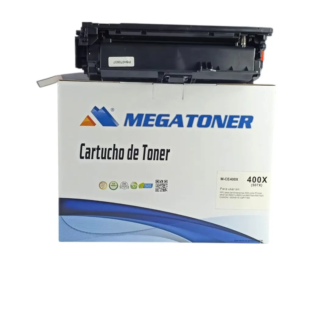 [121084] Tóner HP 507X (CE400X) Compatible con HP 500 M551 | Megatoner