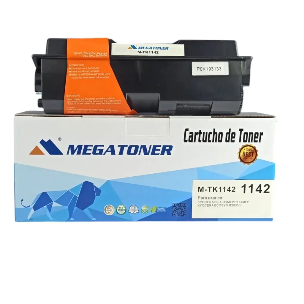 [127014] Tóner Kyocera Negro TK1142 Compatible con Kyocera FS-1035, FS-1135MFP, M2035dn | Megatoner