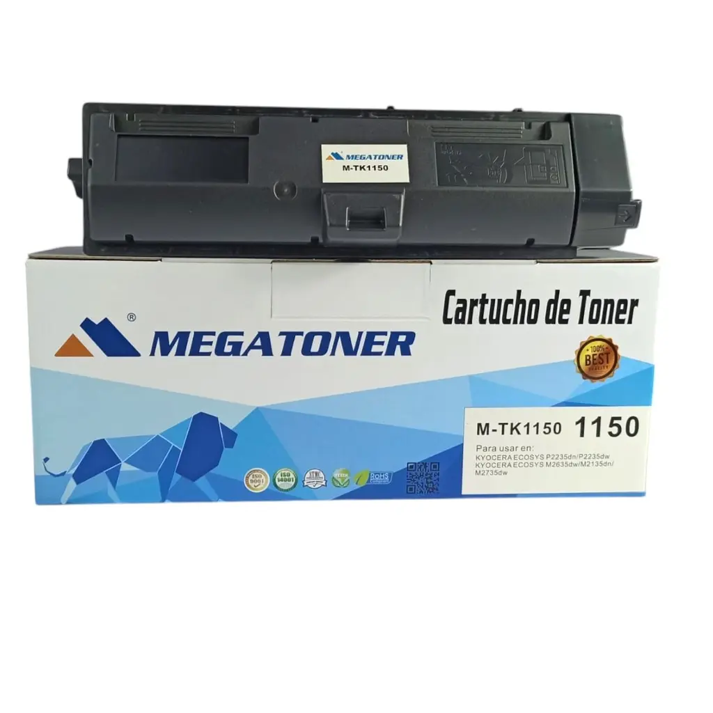 Tóner Kyocera TK-1150 Negro Con Chip Compatible con ECOSYS M2135 M2635 M2735 P2235 | Megatoner