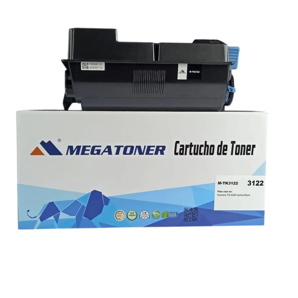 [127012] Tóner Kyocera 3122 MEGATONER Genérico Negro TK3122 Compatible con Kyocera FS-4200 | Megatoner