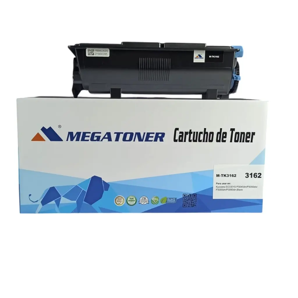 Tóner Kyocera 3162 MEGATONER Genérico Negro (M-TK3162) Compatible con Kyocera P3055dn P3060dn | Megatoner