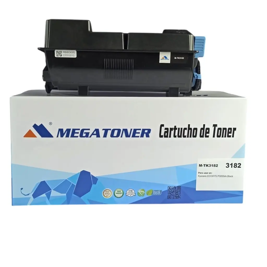 Tóner Kyocera TK-3182 Negro Con Chip Compatible con Ecosys P3055dn | Megatoner