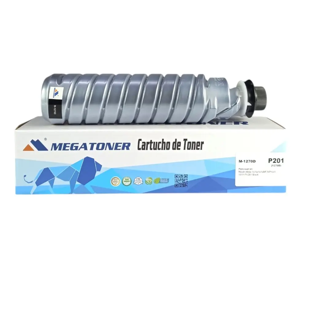 Tóner Ricoh MP201 MEGATONER Genérico Negro 1270D Compatible con Ricoh Aficio 1515 MP151 161 171 201 | Megatoner