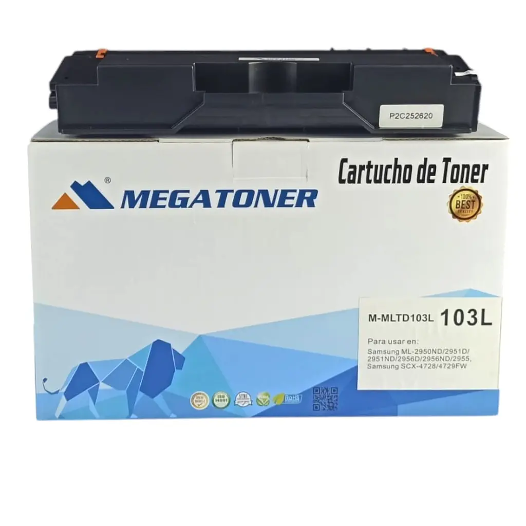 Tóner Samsung 103L Negro Con Chip MLT-D103L Compatible con Samsung ML-2950 ML-2951D | Megatoner