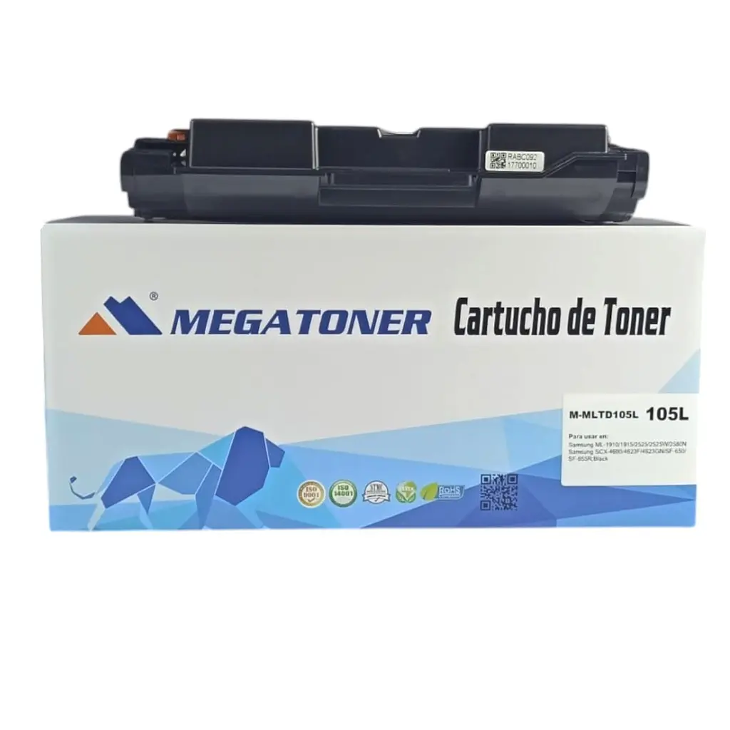 [124007] Tóner Samsung 105L Negro MLT-D105L Compatible con Samsung ML 1910, 2525, 2525W | Megatoner