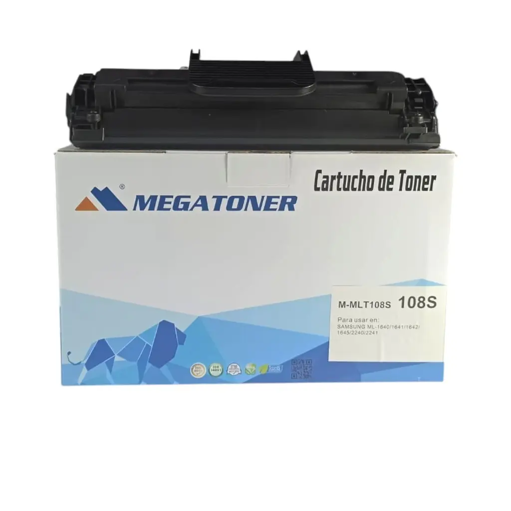 Tóner Samsung 108S Negro Con Chip MLT-D108S Compatible con Samsung ML-1640 1641 2240 | Megatoner