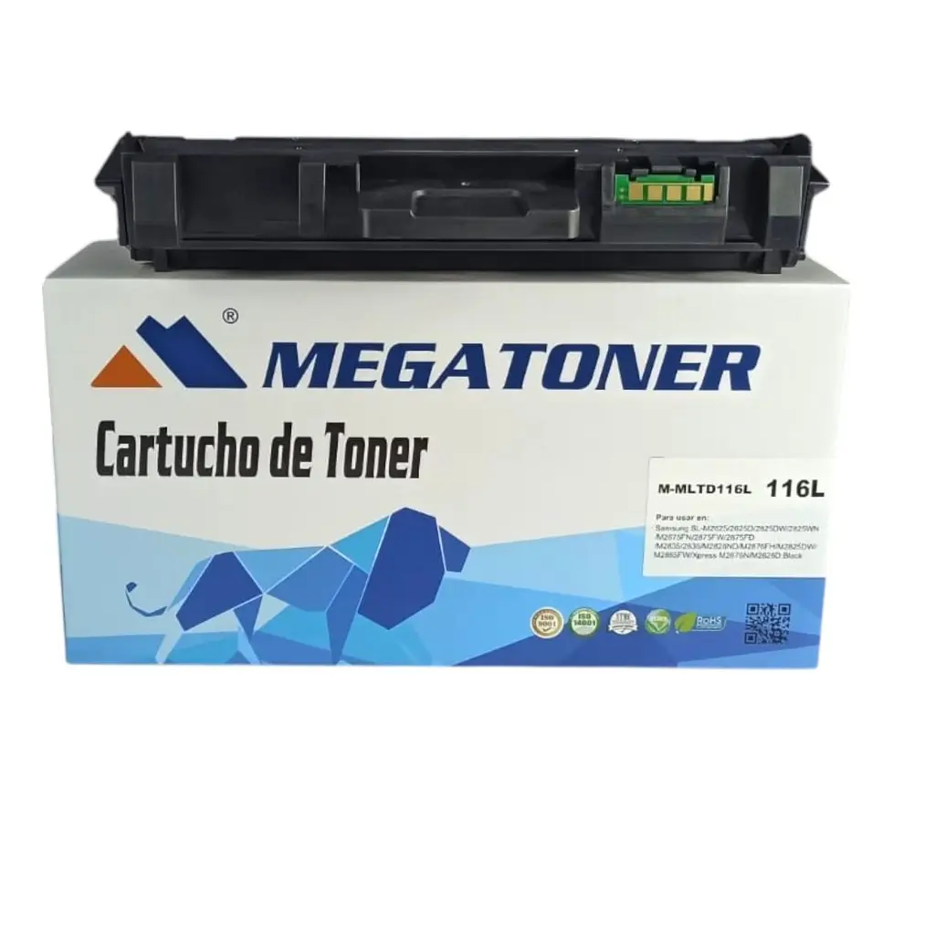Tóner Samsung 116L Negro Con Chip MLT-D116L Compatible con Samsung SL-M2625 2875 2625D | Megatoner