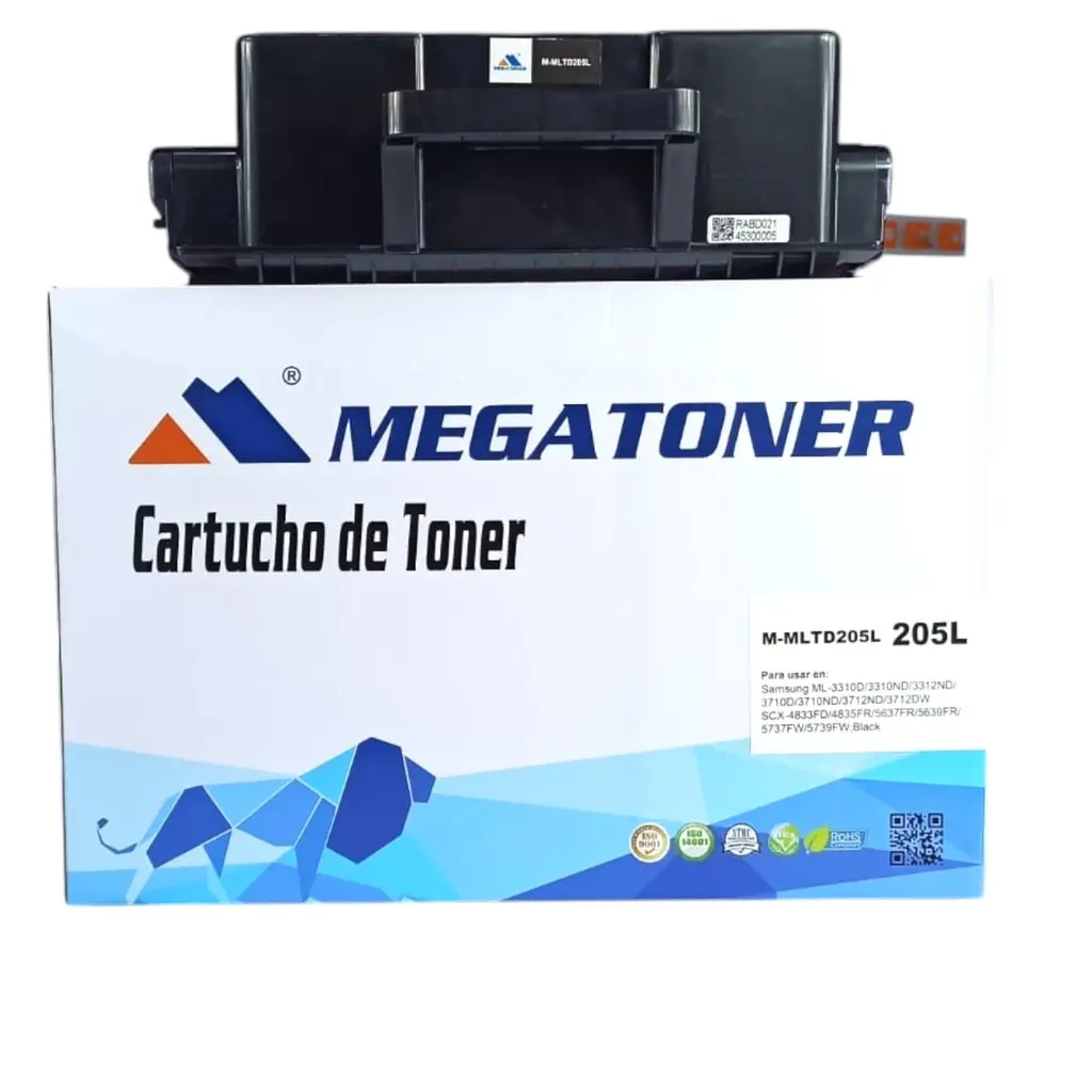 Tóner Samsung MLT-D205L (205L) Negro Con Chip Compatible con ML-3310 ML-3312 ML-3710 ML-3712 SCX-4833 SCX-5637 SCX-5737 | Megatoner
