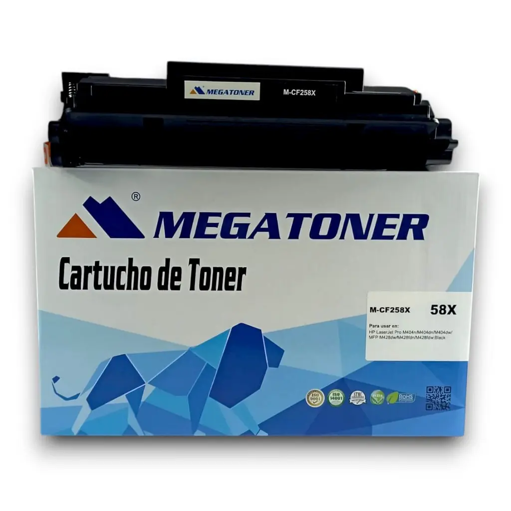 [121209] Tóner HP 58X Negro con chip CF258X Compatible con HP M404, M428 | Megatoner