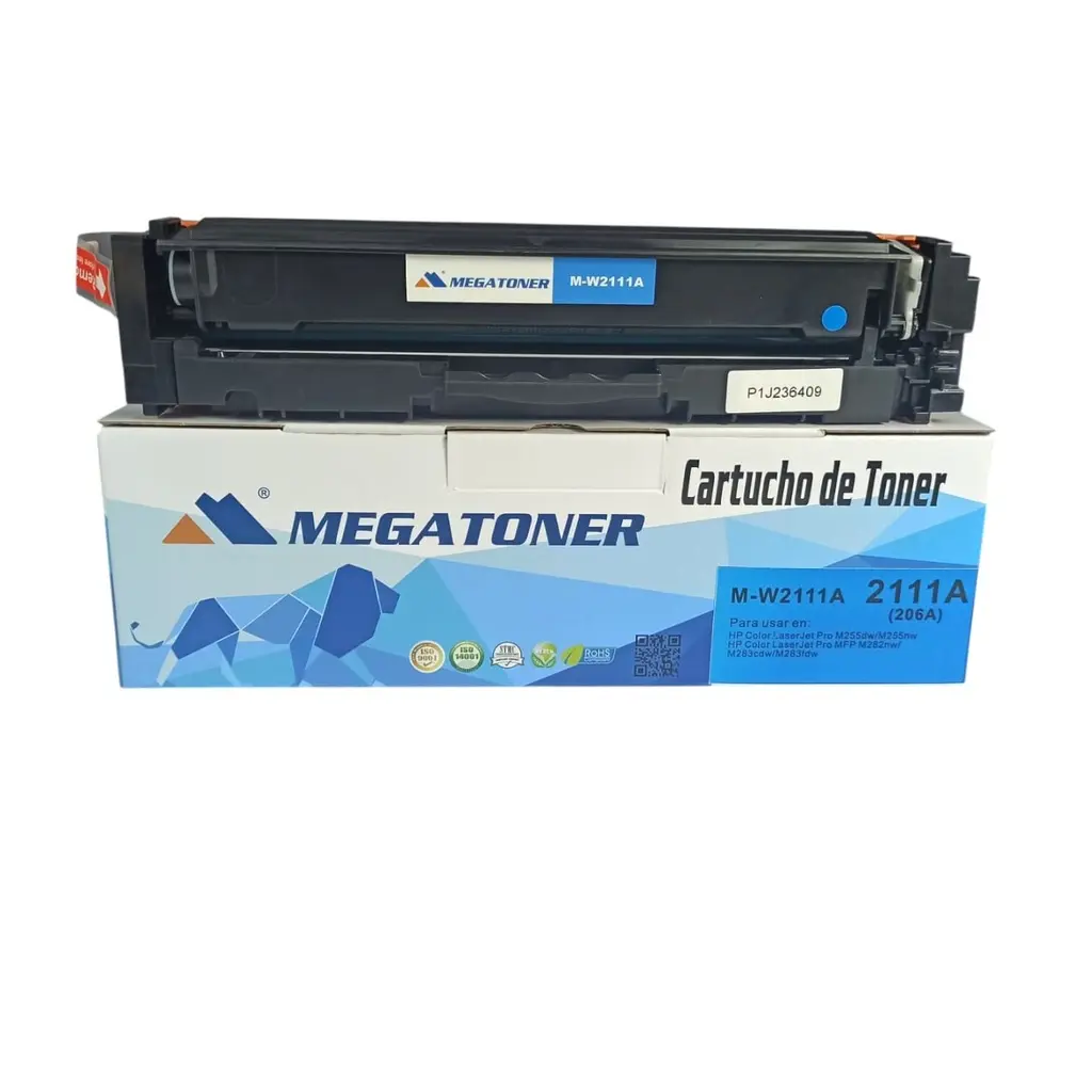 [121192] Tóner HP 206A Cian sin chip W2111A Compatible con HP M255, M282, M283 | Megatoner