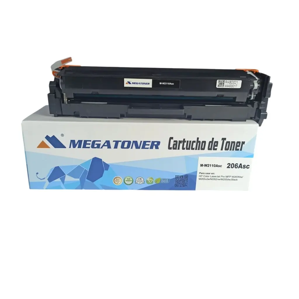 [121191] Tóner HP 206A Negro sin chip W2110A Compatible con HP M255, M282, M283 | Megatoner