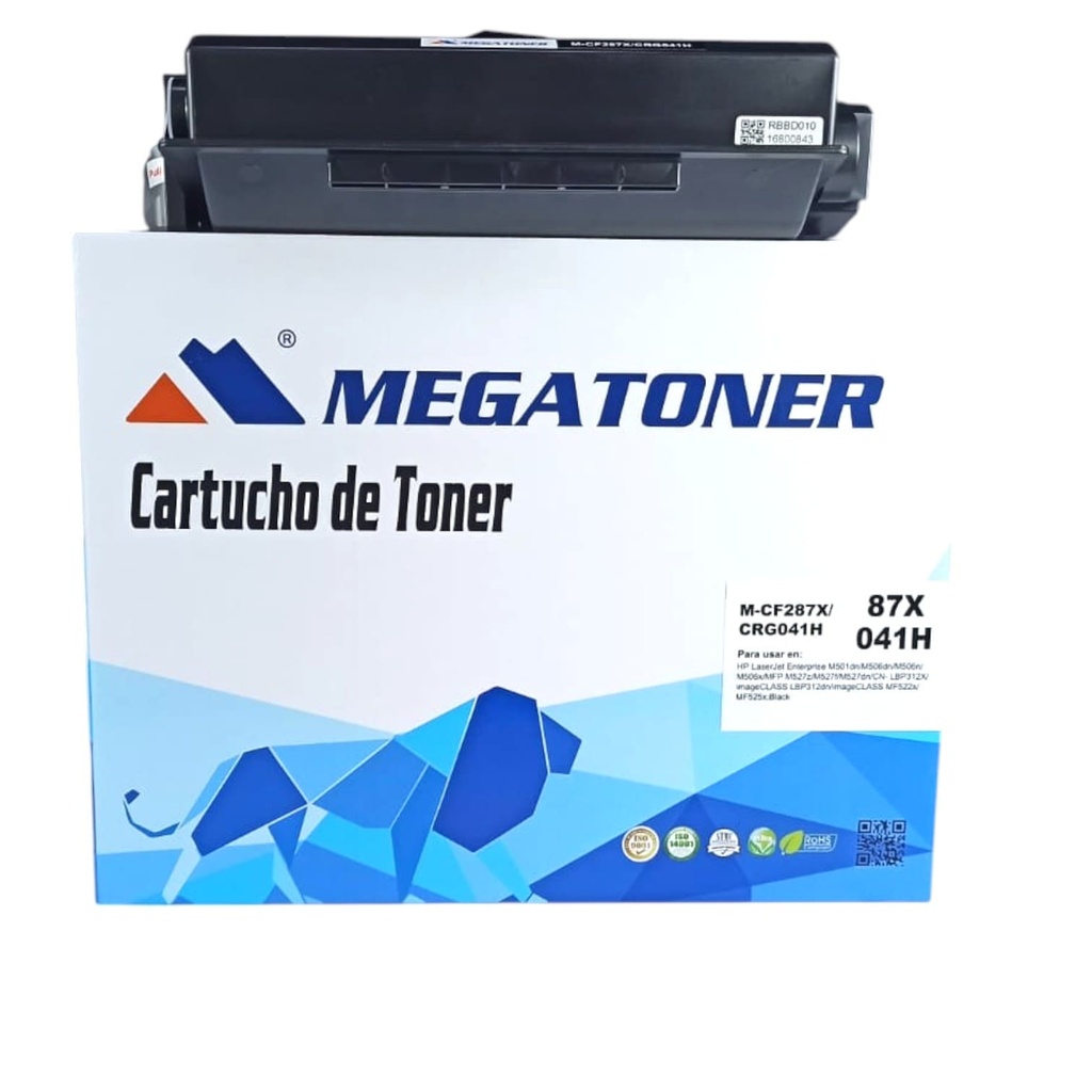 Tóner HP 87X (CF287X) Compatible con HP M501, M506, M527 | Megatoner