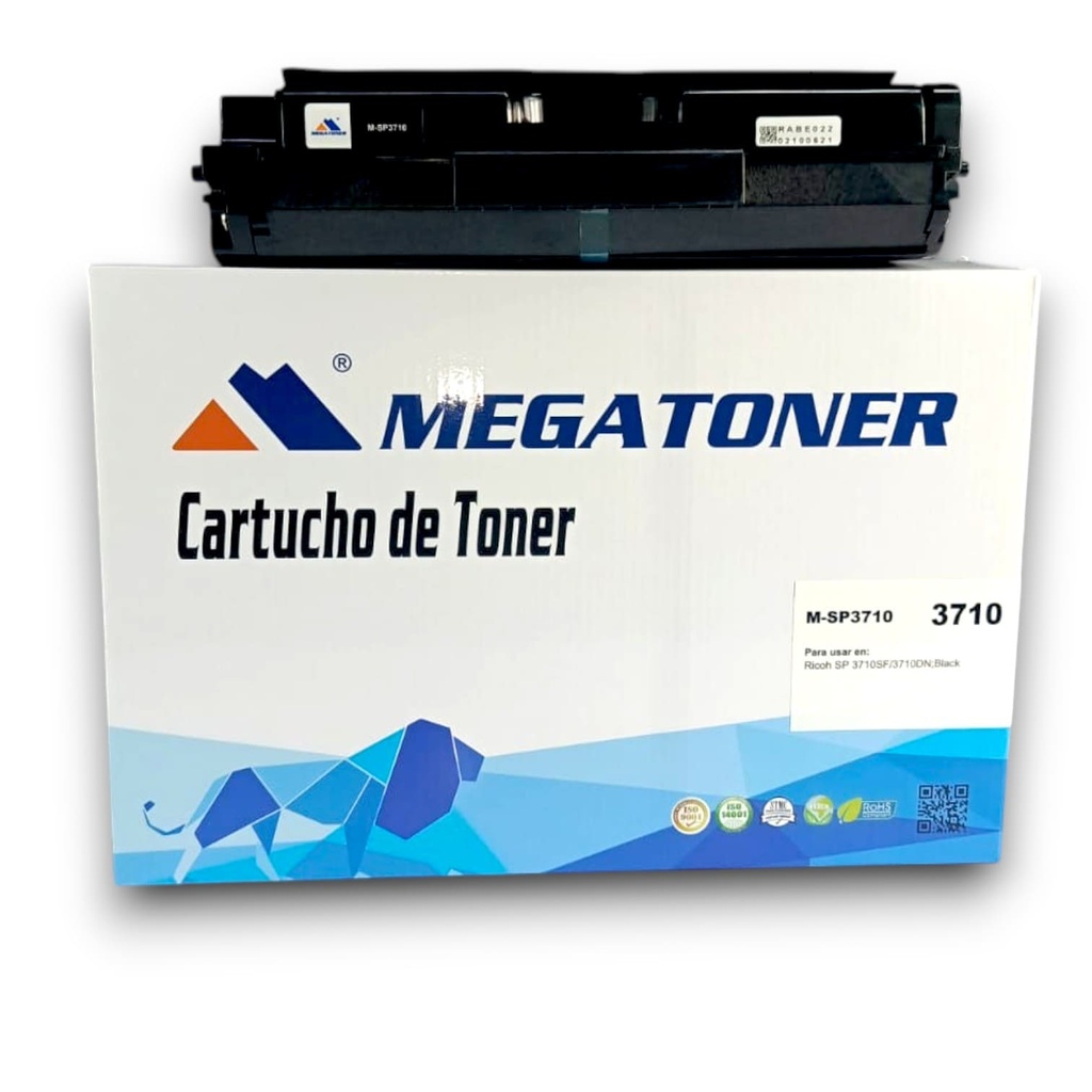 Tóner Ricoh 3710X (SP3710X 10k) Compatible con Ricoh SP 3710 P311 M320f | Megatoner