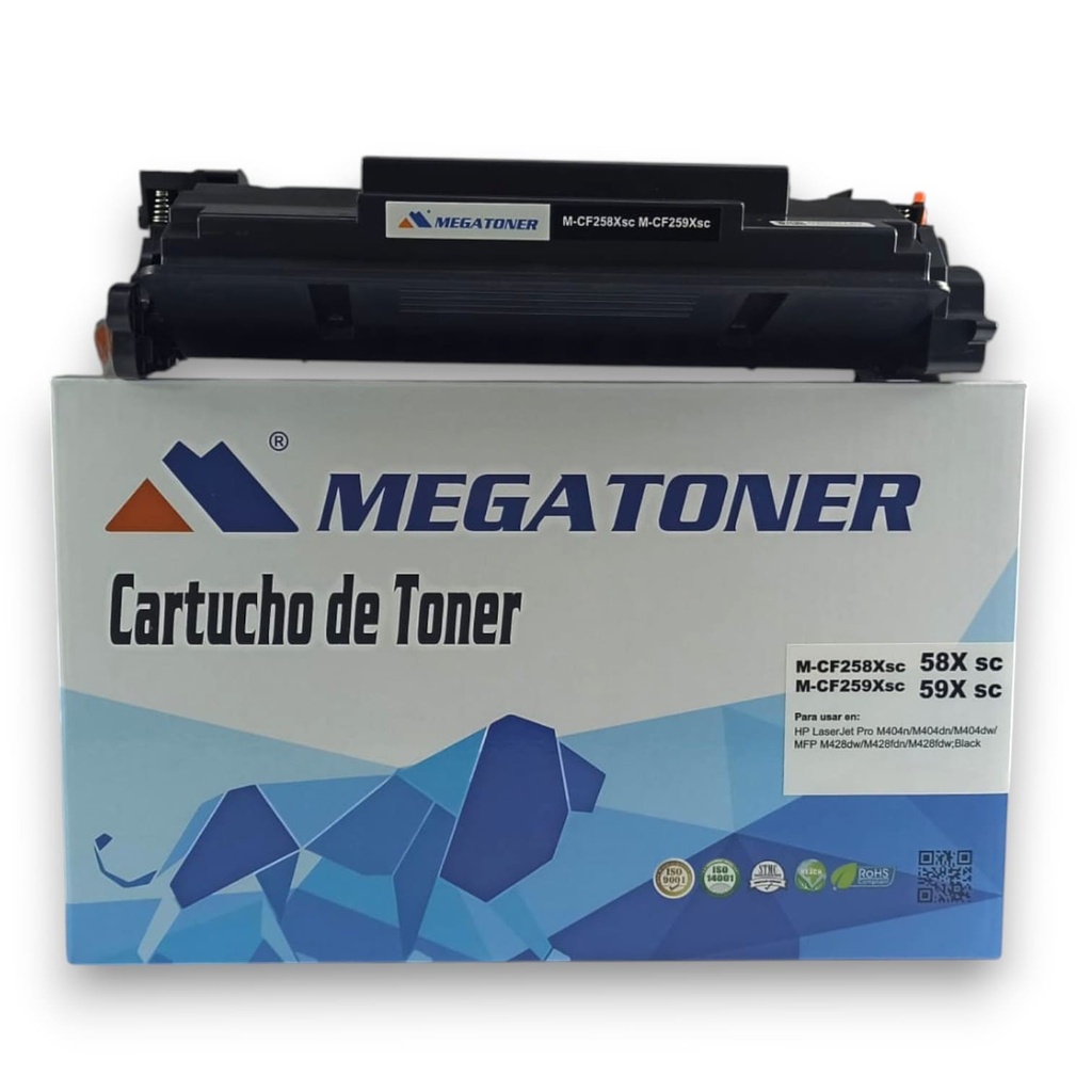 Tóner HP 58X sin chip (CF258X) Compatible con HP M404, M428 | Megatoner