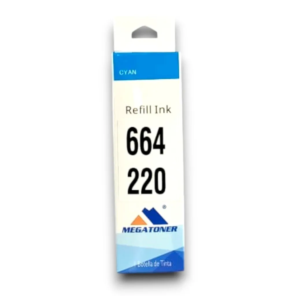 Botella de Tinta Epson 664 Cian T664220 Compatible con Epson L355 L575 L120 | Megatoner