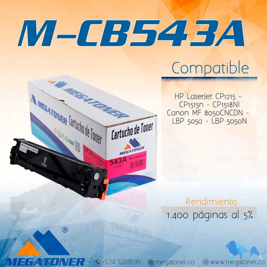 Cartucho MEGATONER M-CB543A (125A)