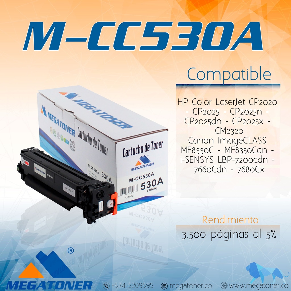 Cartucho MEGATONER M-CC530A (304A)