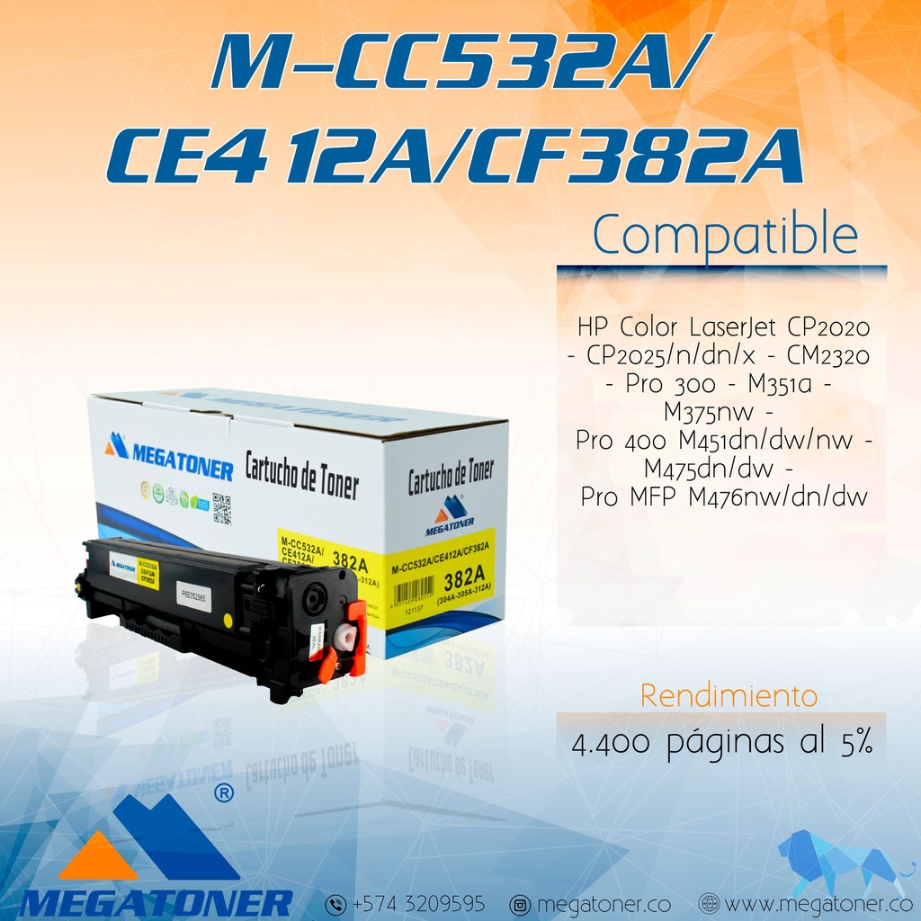 Cartucho MEGATONER M-CC532A (304A)