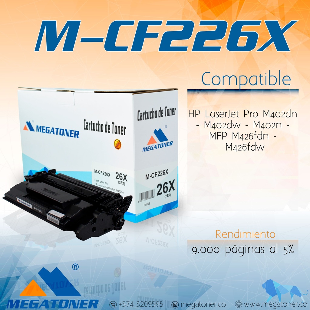Cartucho MEGATONER M-CF226X/CRG052H (26X/052H)