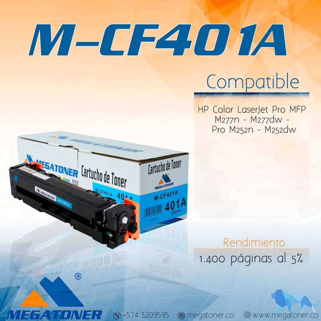 Cartucho MEGATONER M-CF401A (201A)